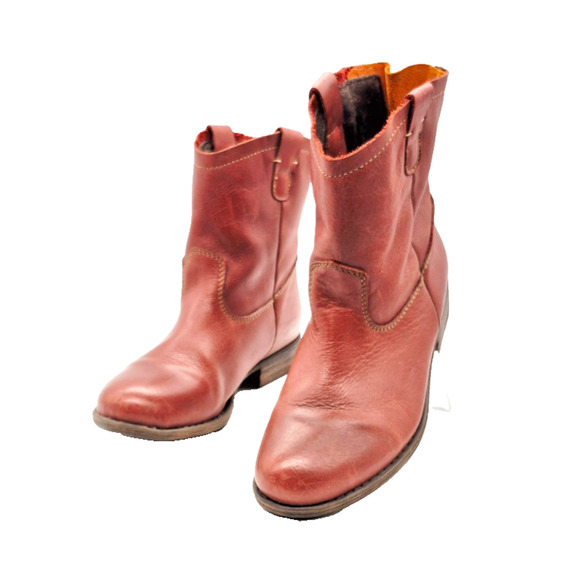 Eric Michael Brown Leather Pull on Zip Back Boot Women's Size US 10.5 / EU 41 - Picture 1 of 10